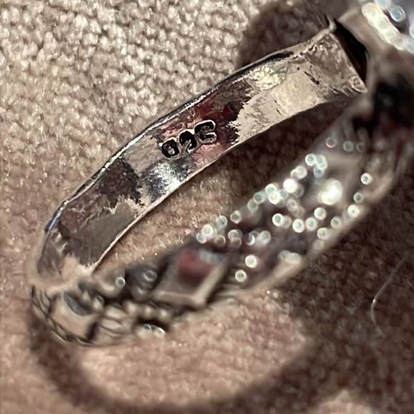 Strawberry Jasper Silver Triangle Ring size 7.75 - Picture 6 of 8